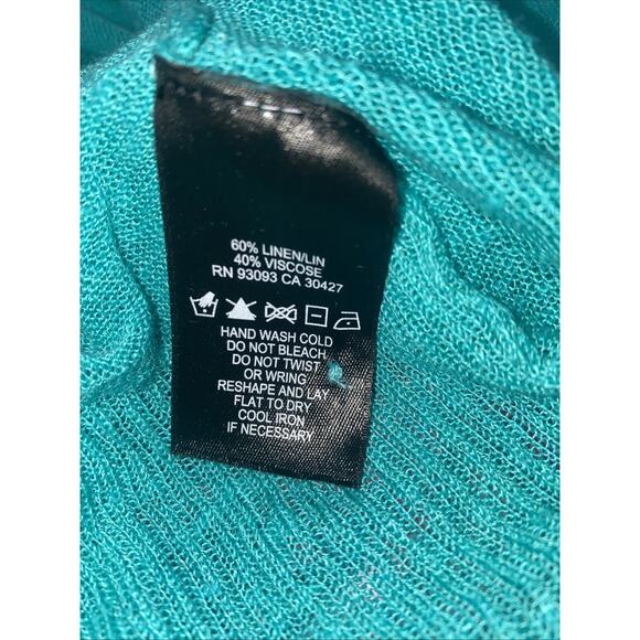 Nic+Zoe Turquoise Wrap V-neck Lightweight 3/4 Sleeve Linen Blend Women Medium - Picture 7 of 7